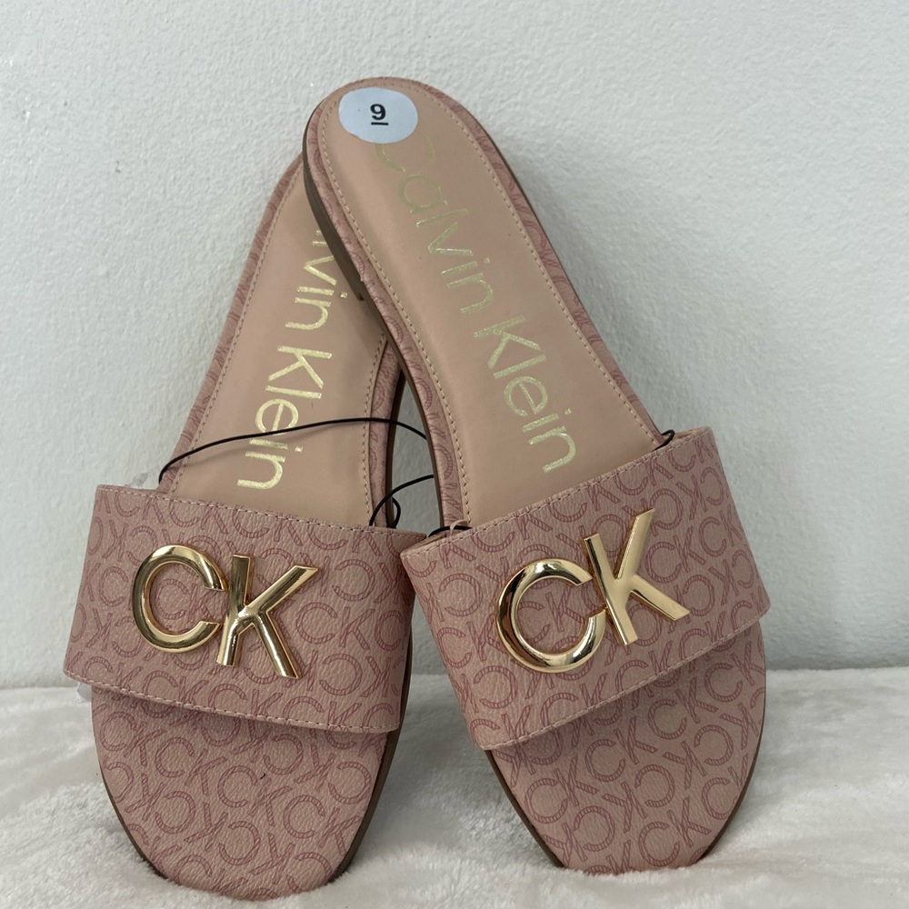 Calvin Klein flat sandals. Size 9